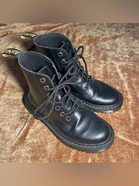 Dr. Martens Black Leather Air Wair Combat Boots